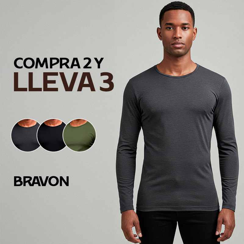 Pack de 3 Bravon Tech Manga Larga – Sin arrugas, sin olor, sin límites - Compra 2 y lleva 3