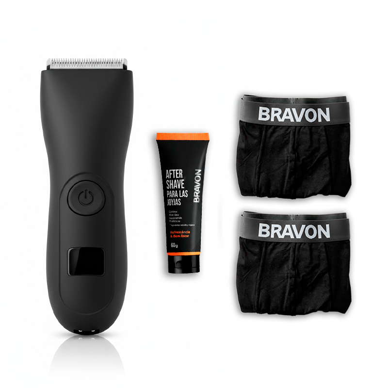 Máquina de Afeitar Bravon Intimus™ – Barba, Cuerpo y Zonas Íntimas + Kit Boxer Comfort + Loción After Shave - Promoción de Esquenta Black Friday