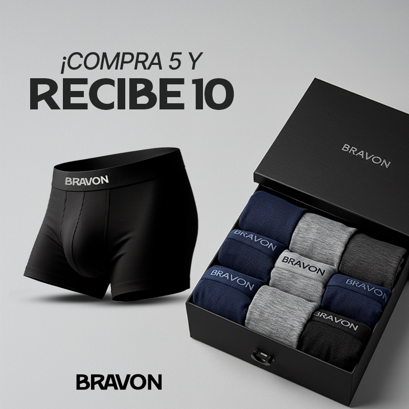 Boxer Comfort Bravón - Tecnología que Respira de seda premium ultra cómoda - ¡Compra 5 y recibe 5 GRATIS!